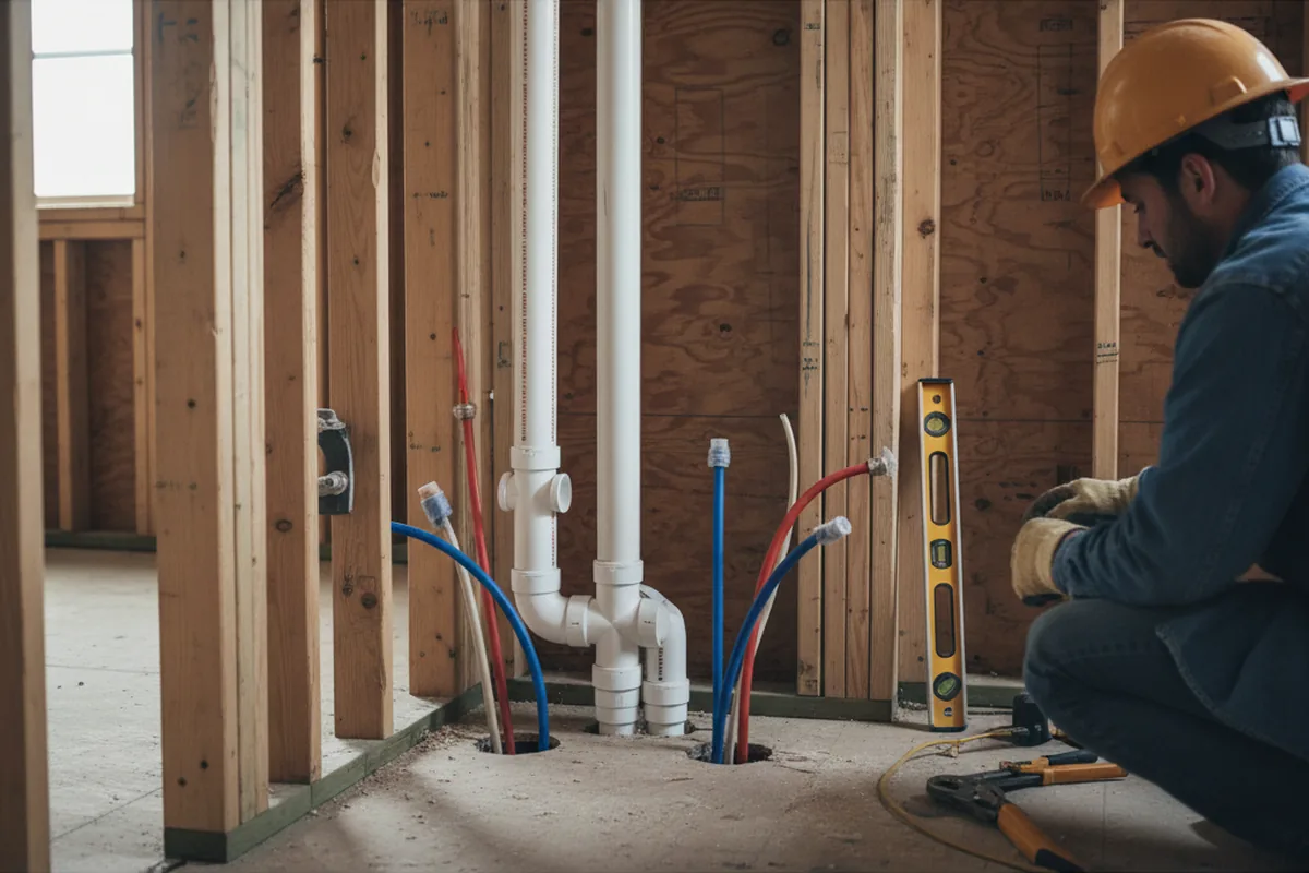 Drain and supply rough-in during Sump Pump Repair in Montalba
